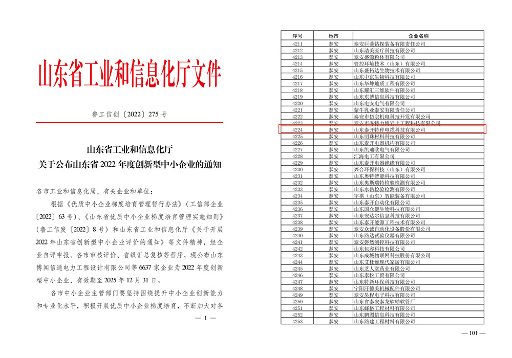 山東省創(chuàng)新型中小企業(yè)